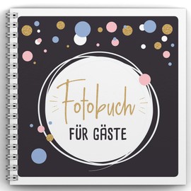 Fotospiel Party Photo Book by snaPmee - Photo Album with Placeholders for 50 Photo Tasks - Hard Cover with White Spiral Bound - Size 21 x 21 cm, 300 g/m² Paper (Extra Thick)