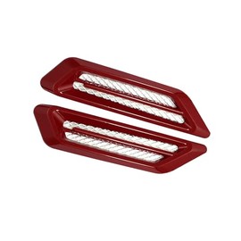 Hihaha 2 Pcs Car Auto Red Plastic Scoop Vent Cover Air Flow Hood Decors Durable Material