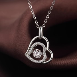 jiamiaoi Heart Necklace for Women Sterling Silver Mothers Necklace Gift For Mom I Love You Gifts For Mother Mothers Day Gifts