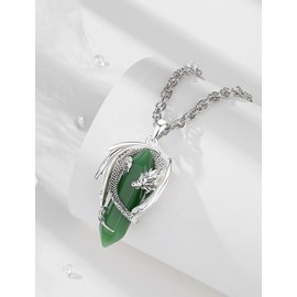 CELESTIA Dragon Necklace for Women Men Green Jade Necklace Healing Crystal Dragon Pendant Spiritual Gifts Green Crystal Gemstone Jewelry Amuleto de Proteccion Malachite Jewelry Dongling Jade