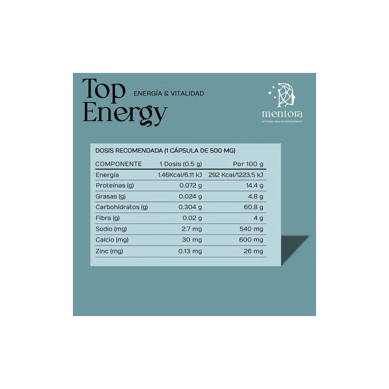 Mentora Suplemento Energía Natural Natural Energy, Focus Vitality Supplement