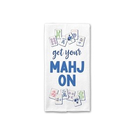 Get Your Mahj On Towel | Mahjong Gifts for Women - Mahjongg Accessories Waffle Weave Kitchen Towel 16x24” - Soft & Absorbent - Mahjong Decor