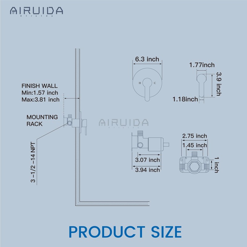 Airuida Round Single-Function Shower Handle Valve Trim Kit Shower Valves