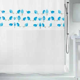 Spirella Anti-Mould Shower Curtain "Birds" Anti-Bacterial, Washable, Waterproof PEVA 180 x 200 cm Blue White