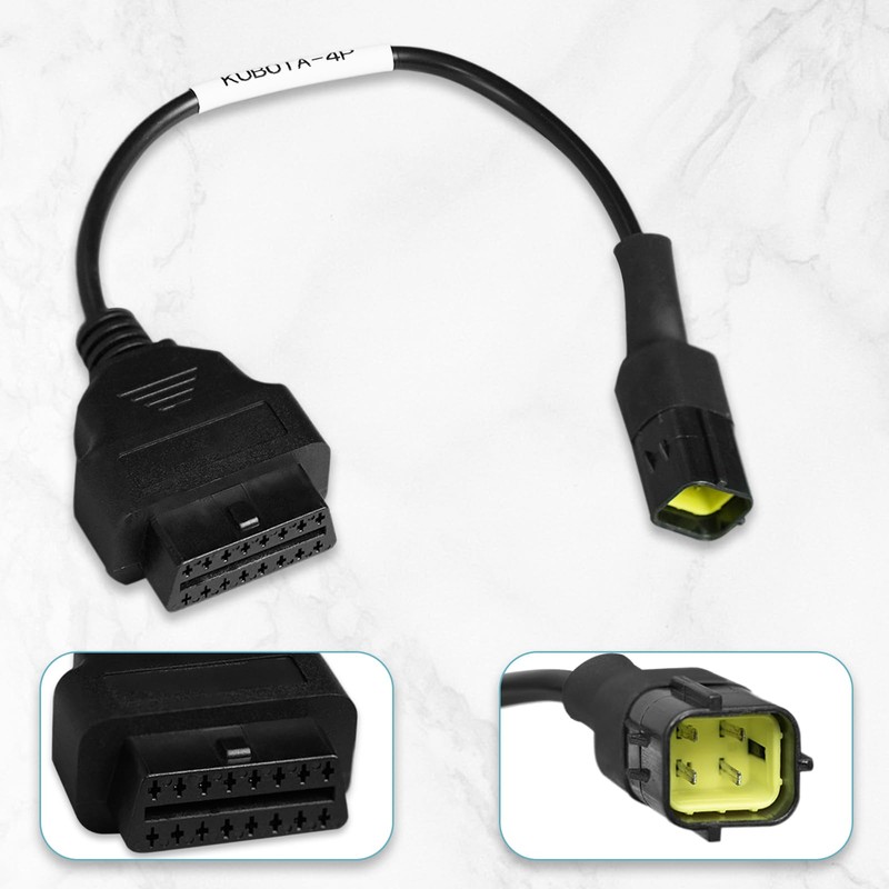 OBD2 Adapter Cable 3824-26 for KUBOTA Vehicles 4 Pin OBD2
