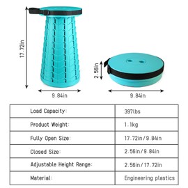ZTMT FoldingStool Colorful Stool Body Portable Collapsible Stool Seat Max Load Capacity 397lbs, Telescopic Folding Stools Retractable Stools for Adults Kids Camping Hiking Travel Outdoor BBQ