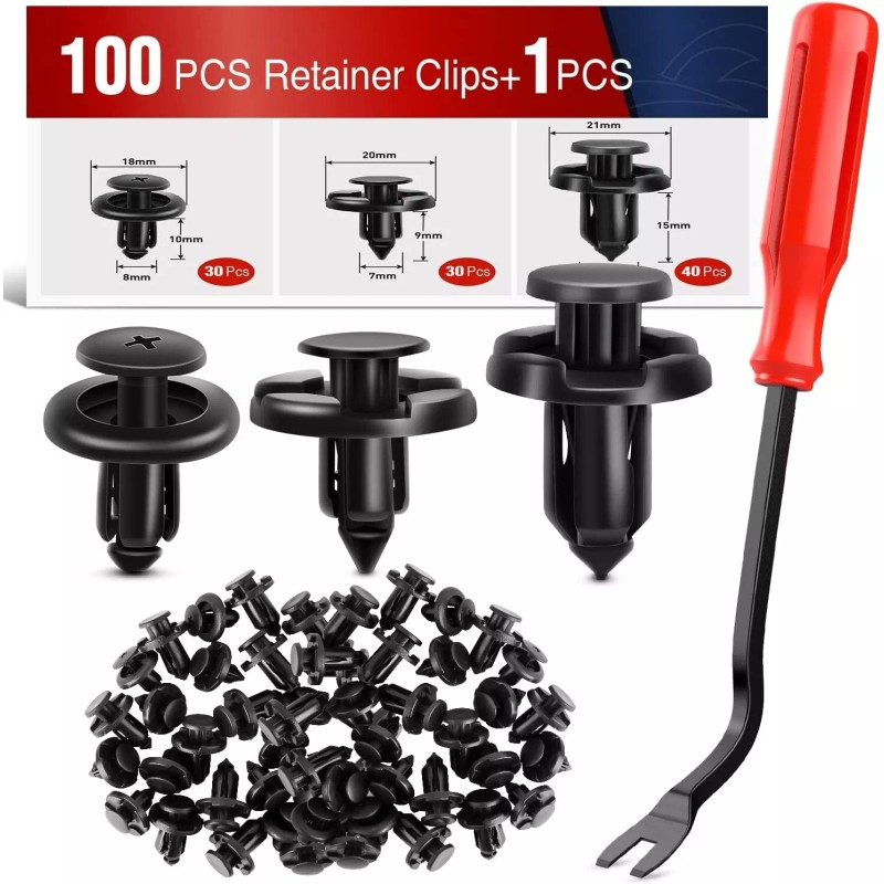 Nilight 100PCS Car Retainer Clips 7mm 8mm 10mm Nylon Push