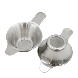 2Pcs Stainless Steel Mini Strainer Fine Mesh Tea Leaf Funnel Tea Filter Infuser Tea Ceremony Accessories with Double Handle, 2 Size and Silver