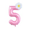 40-Inch Pink Number 5 Balloons With Daisy Balloons, 5th Birthday