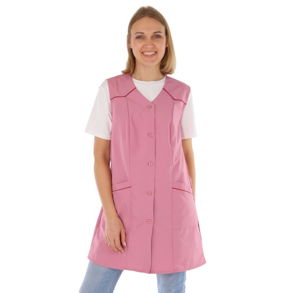 7/8 Tunic Short Plain Apron Sleeveless, Antique Pink