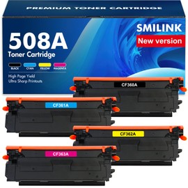 M553 508A Toner Cartridges 4 Pack 508X Compatible Replacement for HP 508A CF360A CF361A CF362A CF363A 508X Laserjet M553dn M577 M553X M553N Printer Ink New Version (Black Cyan Yellow Magenta)