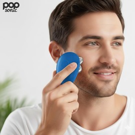 Pop Sonic 5-Head Electric Shaver Kit - Unisex (Blue) Shaver for Face, Head & Body - Smooth, Waterproof USB Rechargeable Trimmer with 360-Degree Precision Cut Heads for Men & Women