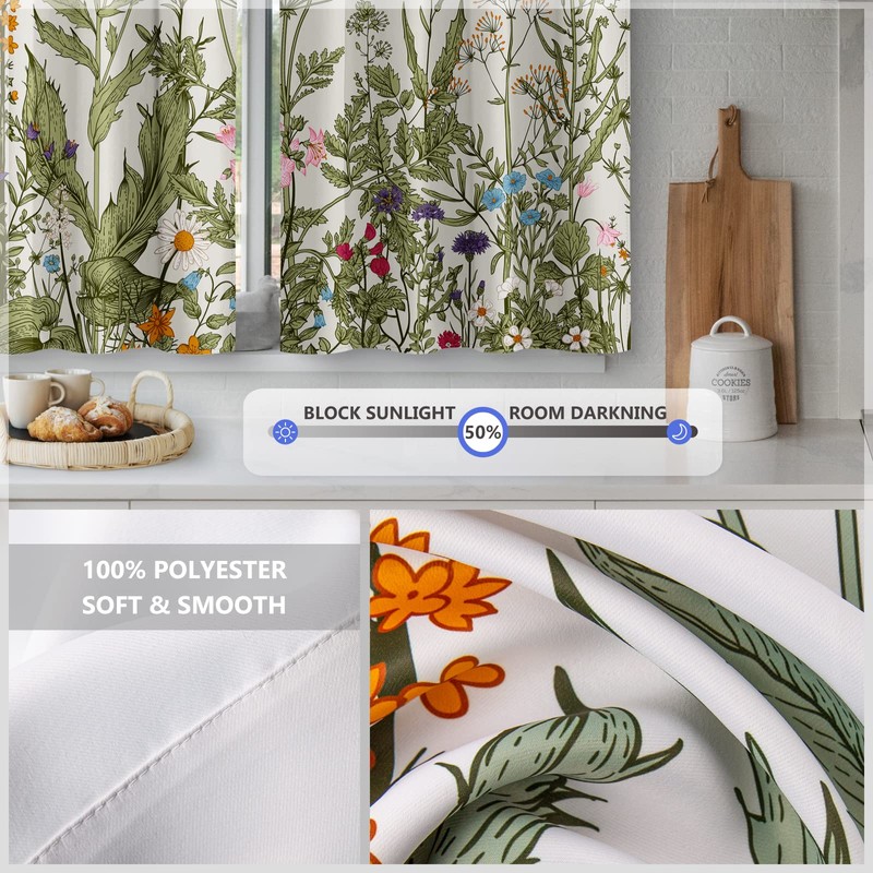 Kitchen Curtains - Forest Sunset Country Rustic Farmhouse Short Cafe