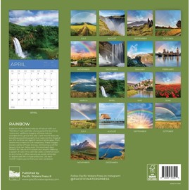 July 2025- December 2026 Rainbow Wall Calendar 18 Month | 12" x 24" Open | Giftable Nature Calendar 2026 | Thick & Sturdy Paper for Organizing & Planning | Pacific Waters Press (Rainbows)