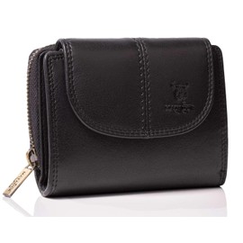 MATADOR Genuine Leather Women's Wallet RFID Protection Wallet Compact Leather, black