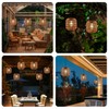 Livinlarge Solar Pendant Light Outdoor,Chandelier Hanging Lantern with Edison Bulb,Boho
