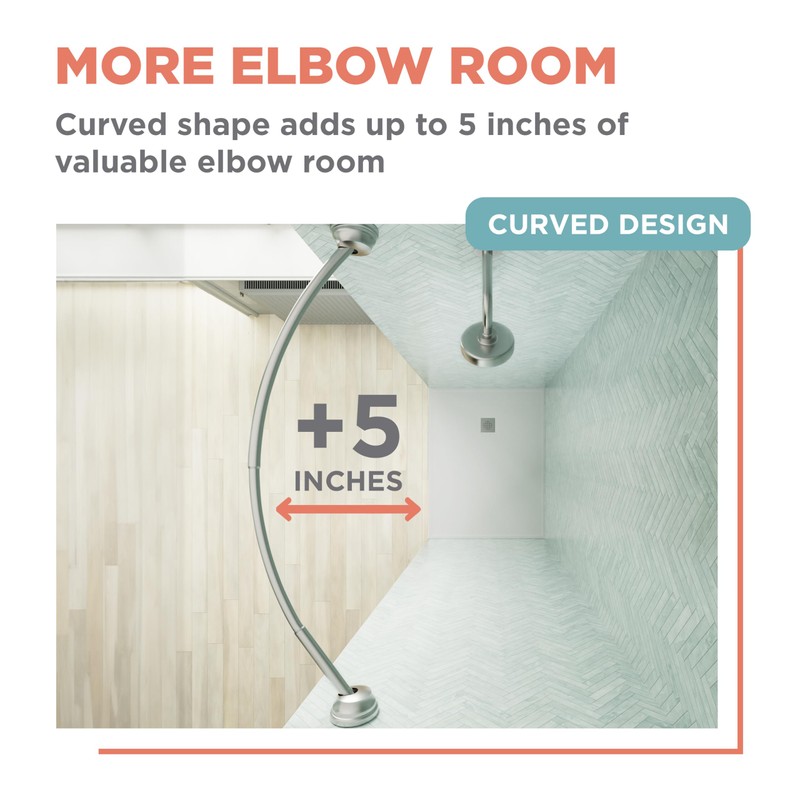 Zenna Home No Drill Curved Shower Curtain Rod, 32 -