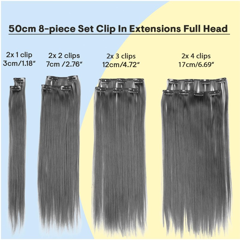 CAISHA Xxl 20" 8 PieCES Set Clip In Extensions Hair