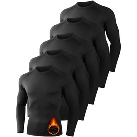 Dalavch 5 Pack Thermal Compression Shirts for Men Long Sleeve Running Gear Undershirt Base Layer for Winter Cold Weather 5 Black XX-Large