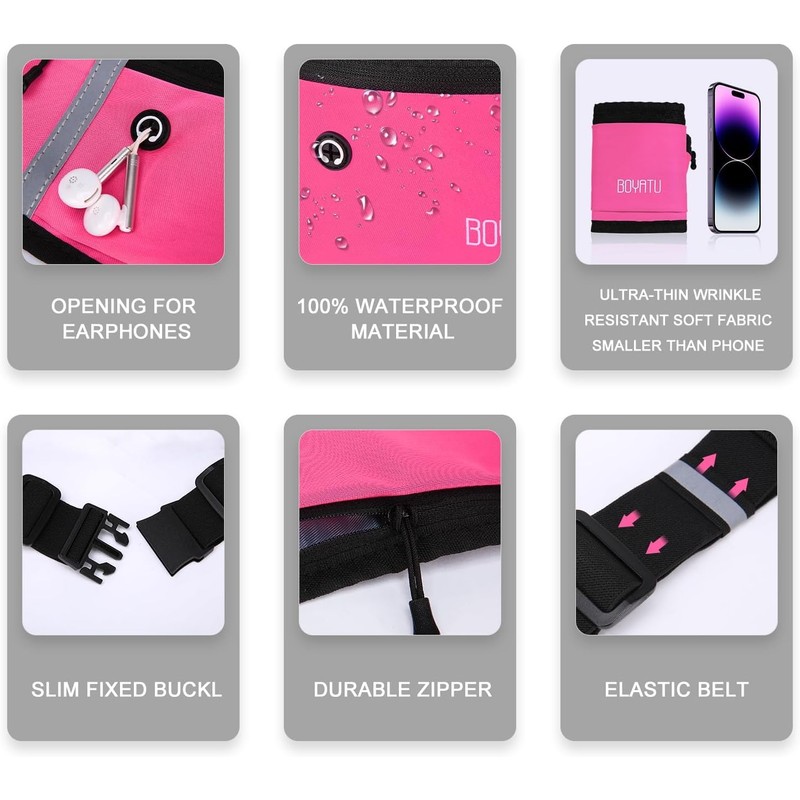 Running Belt Waist Fanny Pack: Waterproof Phone Holder Workout Pouch