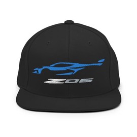 2023 Sports Car Z06 C8 Corvette Next Gen Rapid Blue Silhouette Snapback Hat Embroidered