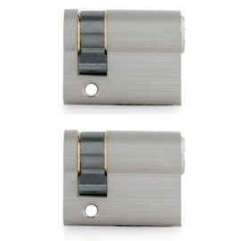 GERCAR Pro Profile Cylinder, 30/10 mm, Half Cylinder, Keyed Alike, Matt Brass Locking Cylinder, Includes 10 Keys, Garage Door, Length: 40 mm, A:30 mm, B:10 mm, Set of 2