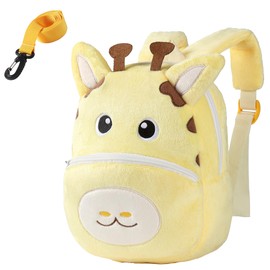 COOKY.D Cute Cartoon Toddler Backpack Kids Large Space Preschool Bag Boys Girls Animal School Bag with Anti-Lost Strap for 2-6 Years,Giraffe