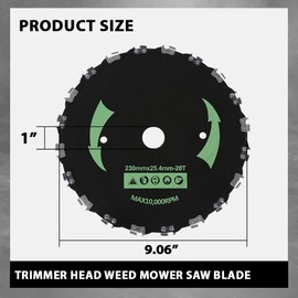 G-PLUS 9inch Chainsaw Brush Blade 20 Tooth Compatible with Cutter Trimmer Head Weed Mower Saw Blade 2PCS Black