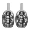 2pcs Stainless Steel Ice Scoop Professional Large Capacity Polished Semicircular
