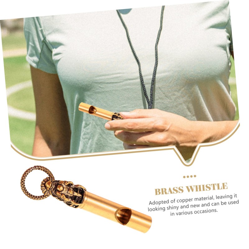 Mipcase Copper Dragon Whistle Keychain Decorative Whistle for Outdoor Survival