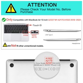 MOSISO Funda Dura Compatible con MacBook Air 13 Pulgadas 2022-2018 A2337 M1 A2179 A1932 Retina,Carcasa Rígida de Plástico&Cubierta de Teclado (USA Versión)&Protector de Pantalla,Campos Colorido