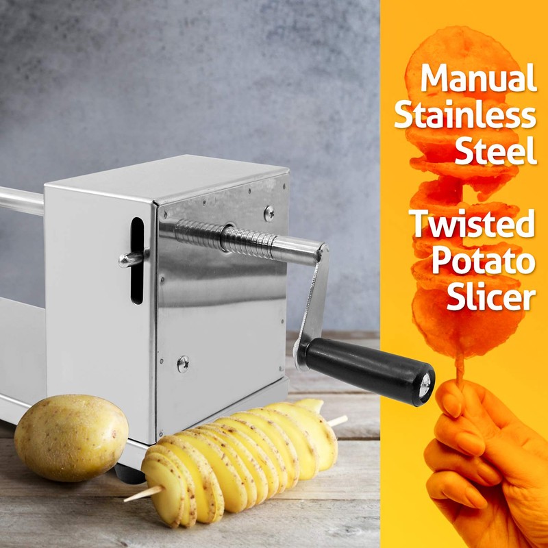 RioRand Manual Spiral Potato Cutter, Stainless Steel Tornado Twister with