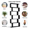 Tangkula 6 Shelf Bookcase, Modern S-Shaped Z-Shelf Style Bookshelf, Multifunctional
