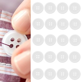 20PCS 20L Sewing Buttons Resin Round Flat 4-Hole Craft Replacement Buttons for Sewing Clothing and DIY, White-1.25cm