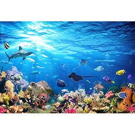 Yeele 7x5ft Underwater World Background Colorful Seabed Marine Aquarium Coral Reef Photo Backdrop Kids Girl Boy Birthday Party Decorations Under The Sea Photography Studio Props