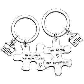 JMIMO New Home Gifts New Home New Adventures Keyring Couple First Home Keychains Housewarming Gifts for Relatives and Friend