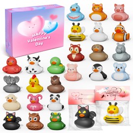 Konijiwa Valentines Day Gifts for Kids Includes 24 Pack Rubber Duck and Valentine Cards, School Valentine's Day Party Exchanges Gifts