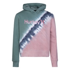Hurley Girls' One and Only Pullover Hoodie, Coral/Sage, Small
