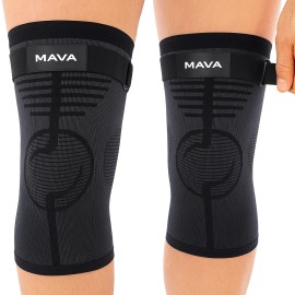 Mava Sports Pair of Mava Sports Knee Compression Sleeve Support for Men and Women Size XXL