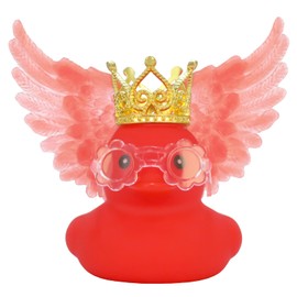 Red Angel Rubber Duck Car Ornaments Squeaky Duck with Wing,Mini Crown,Sunglasses Car Dashboard Decorations Party Favors Ducky