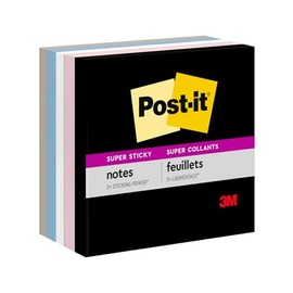 3M Post-it Notas Super Adhesivas, Colección Serenidad, 5PK con 90 hojas, 76mm x 76 mm, varios colores