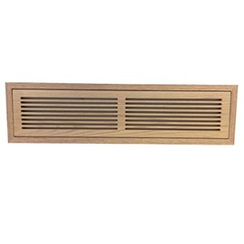 4 Inch x 24 Inch White Oak Hardwood Vent Floor Register Flush Mount with Frame, Slotted Style, Unfinished