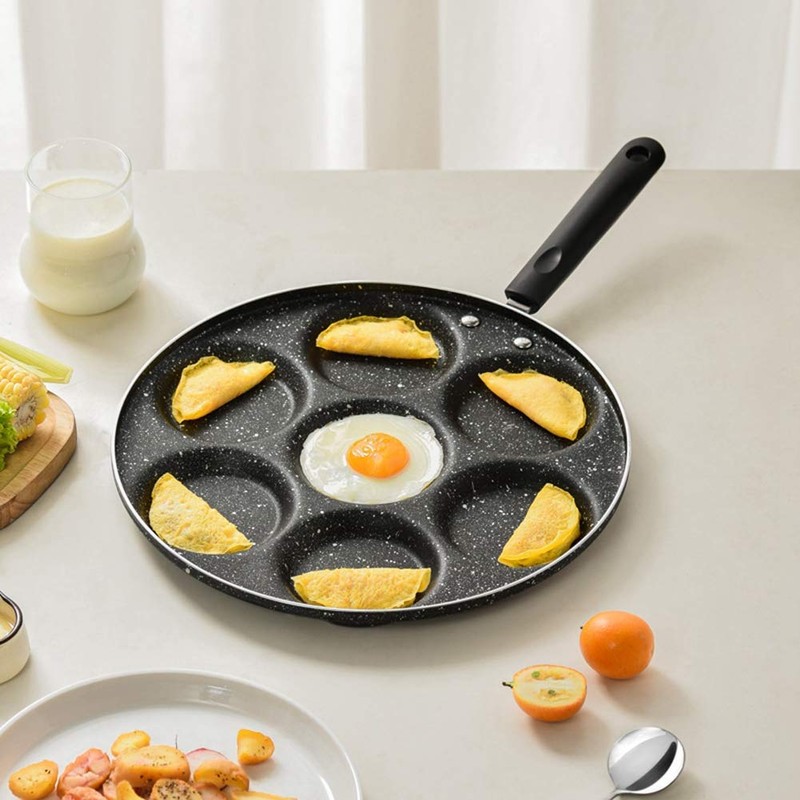Mumusuki 7 Holes Frying Pan Non Stick Fried Eggs Cooking
