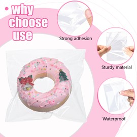 ROSPAKTEK 100Pcs 5 x 5Inch Clear Cellophane Single Donut Bags Individual Macaron Bag Cookies Bags Packaging Bakery Treat Bag for Soap Chocolate Truffle Ore Wedding Shower Birthday Party Favors