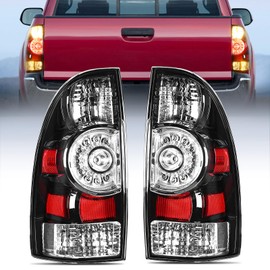 Nilight Taillight Assembly Compatible with Toyota Tacoma 2005 2006 2007 2008 2009 2010 2011 2012 2013 2014 2015 Rear Lamp Replacement Black Housing LED Lens Driver and Passenger Side