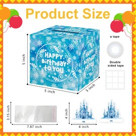 Princess Party Favors, Surprise Money Box, Money Gift Boxes for Cash for Birthday, Princess Birthday Party Supplies Blue Snow - Fun & Loving Way to Offer Cash Gifts