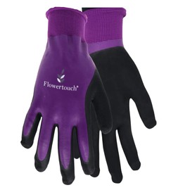 Red Steer A204 Flowertouch H2O Waterproof Purple Women's All Purpose Gloves, Nitrile Overdip, Sizes S-L, Sold by Pair (Small)