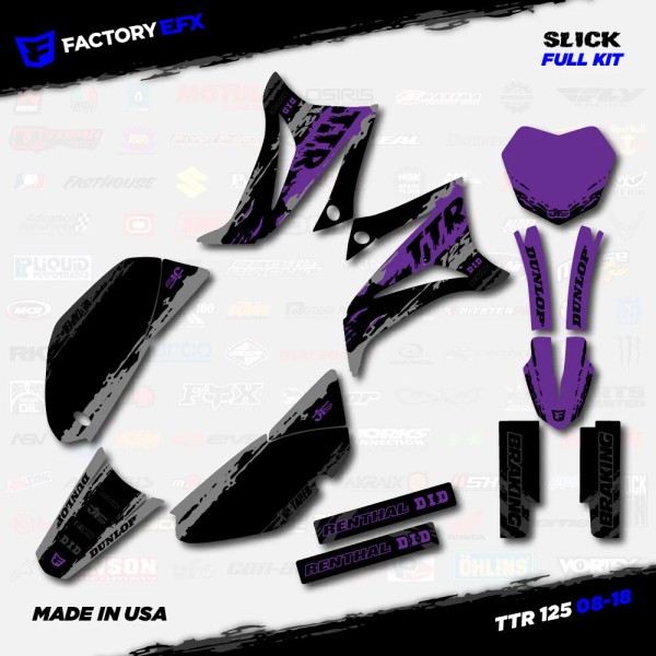 Factory EFX Gray & Purple Slick Racing Graphics Kit fits