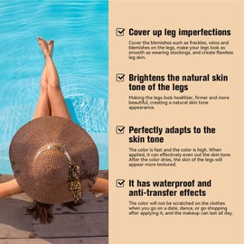 Leg Makeup All Over Complexion Perfector, Self Tanning Lotion, Body Coverage Perfector, Body Concealer Tattoo Cover Up Makeup – Buildable Coverage, Waterproof & Hydrating For Even, Sun-Kissed Skin