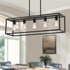Yusist 5-Light Dining Room Light Fixture,Black Farmhouse Kitchen Island Lighting,Rustic